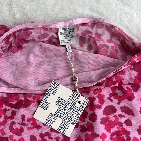 NWT Baum Und Pferdgarten Blouse Womens XL One-Shoulder Leopard Disco Mesh Pink - Picture 3 of 5